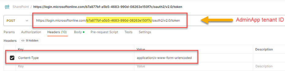 HTTP request for AdminApp