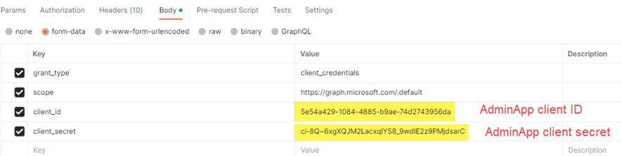 HTTP request 1 - body settings