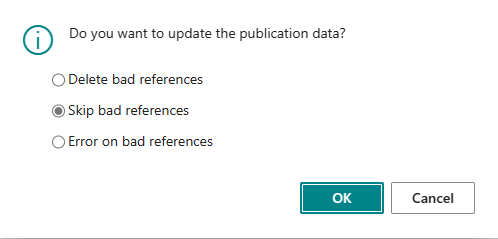 Publication data update dialog